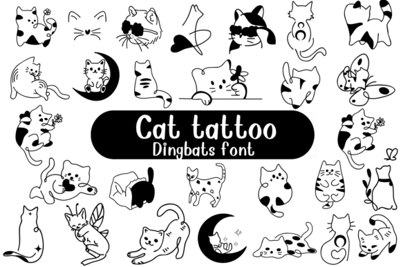 Cat Tattoo: A Sketched Dingbats Font for Editorial Design