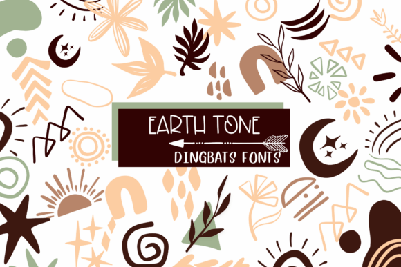 Earth Tone Dingbats Font for Handmade Labels and Craft Projects